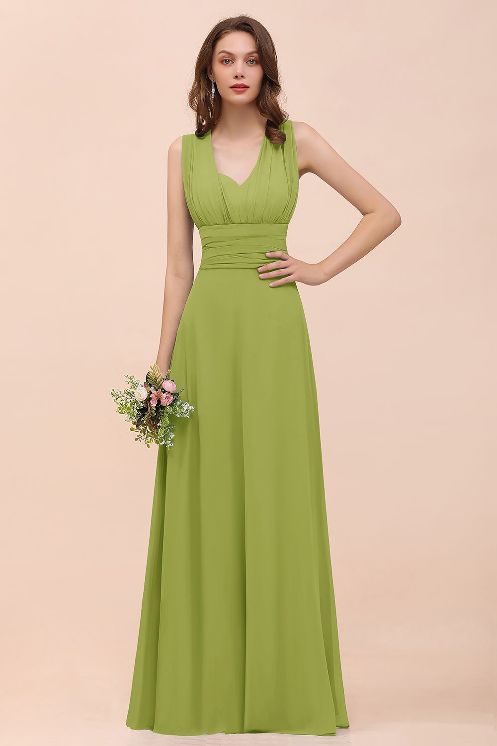 New Arrival Dusty Blue Ruched Long Convertible Bridesmaid Dresses-Babyonlines