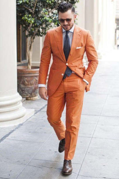 New Notched Lapel Linen Wedding Suit for Men