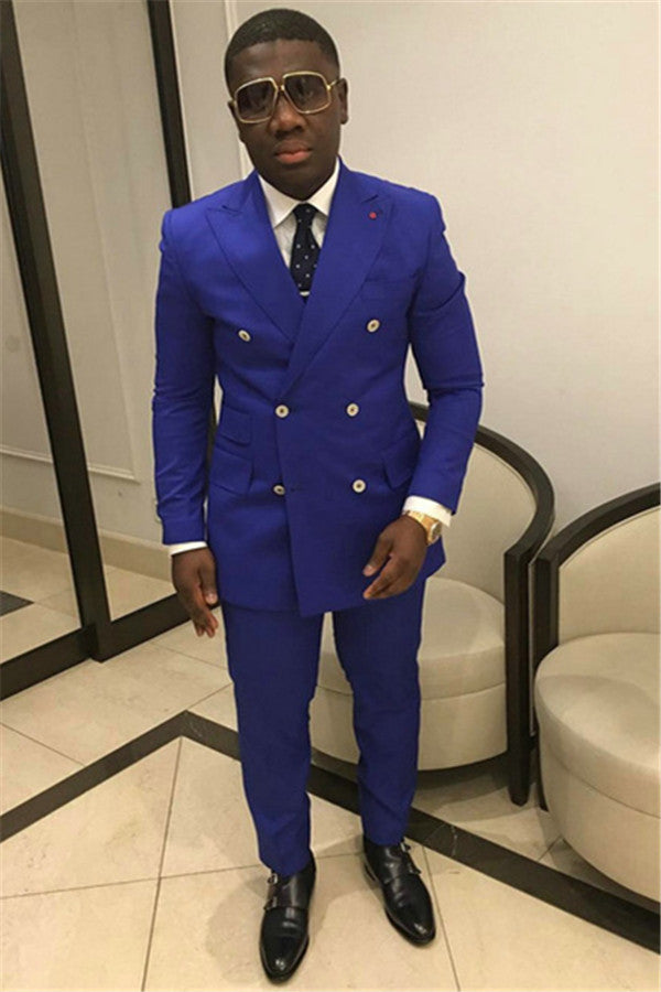New Arrival Royal Blue Double-Breasted Wedding Suit for Groom