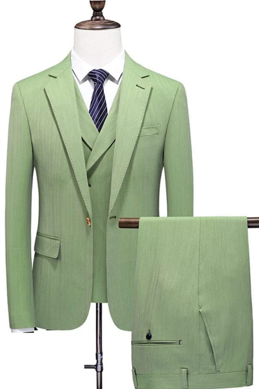 New Arrival Sage Green Three Pieces Notched Lapel Men Prom Suits