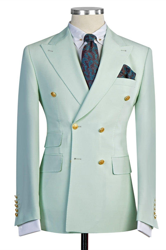 New Double-Breasted Wedding Suit for Men with Peaked Lapel