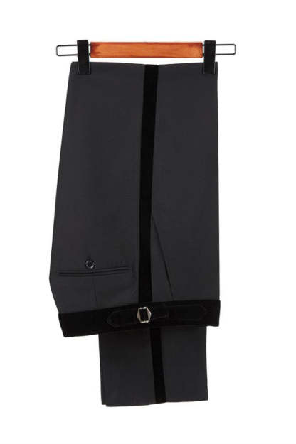 Classic Black Jacquard Velvet Lapel Blazer with Double-Breasted Design for Groom