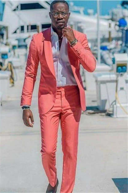 Peach Shawl Lapel Prince Suit for Wedding - Simple 2 Pieces