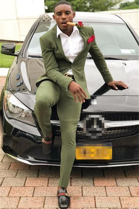 Popular Green One-Button Party Suit for Prom