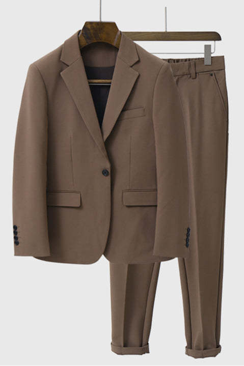 Popular Yahir Brown One-Button Prom Suit with Peaked Lapel