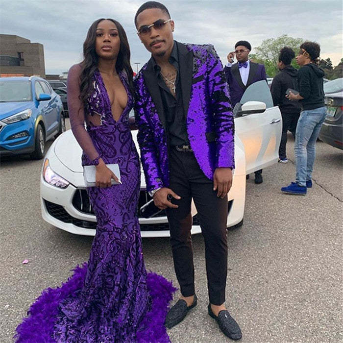 Purple Marriage Suit - Sequins, 2 Pieces for Men