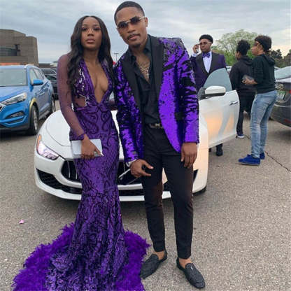 Purple Marriage Suit - Sequins, 2 Pieces for Men