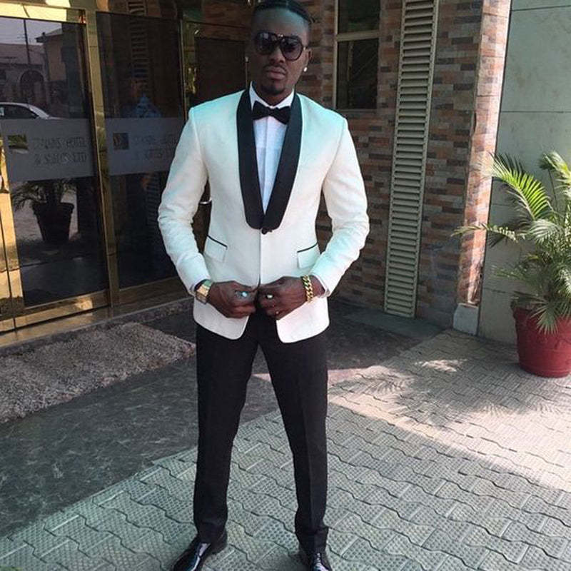Romantic White Shawl Lapel One-Button Wedding Suit for Men?��s Parties