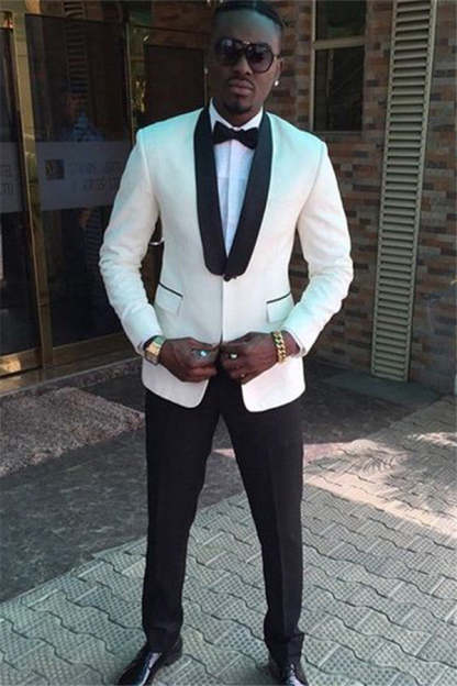 Romantic White Shawl Lapel One-Button Wedding Suit for Men?��s Parties