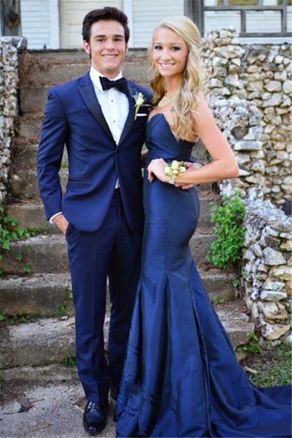Royal Blue One Button Homecoming Suit with Peaked Lapel