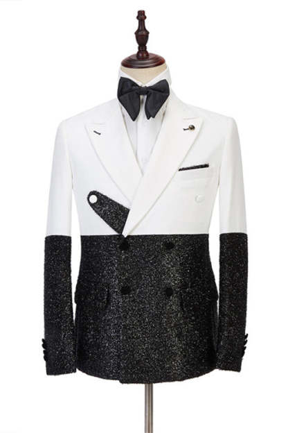Shining White Double-Breasted Evening Suit for Boys