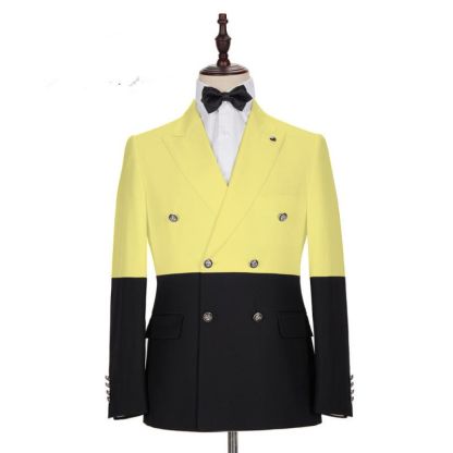 Shining Yellow Double-Breasted Wedding Suit for Summer
