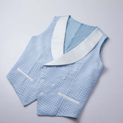 Sky Blue Dot Wedding Suit with Shawl Lapel for Men?��s Parties