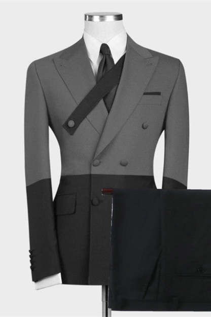 Stylish Gray and Black Evening Suit for Party