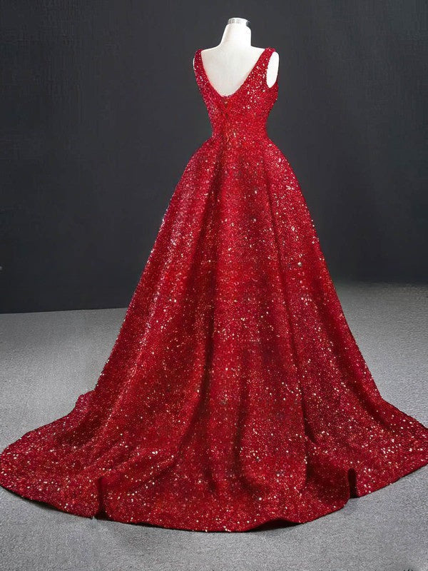 Hi-Lo A-line V-neck Glitter Sleeveless Asymmetrical Prom Dress Bridesmaidress UK