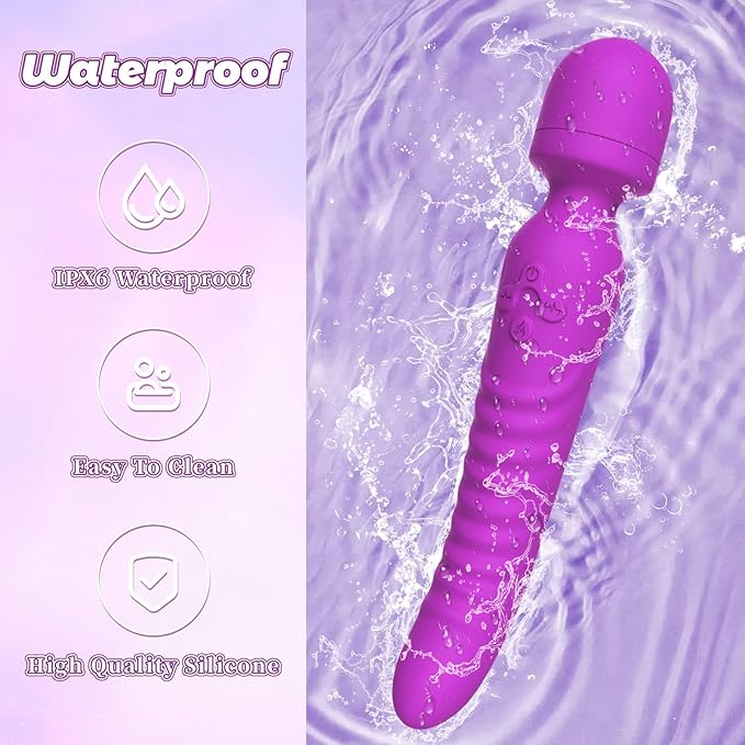 Vibrator Wand - Heating Dildo Wand Massager Stimulator Clitoral, Nipples and G S potwith 7 Vibrating Modes, Adult Sex Toys for Female or Couples, Women Sex Machine(Purple)