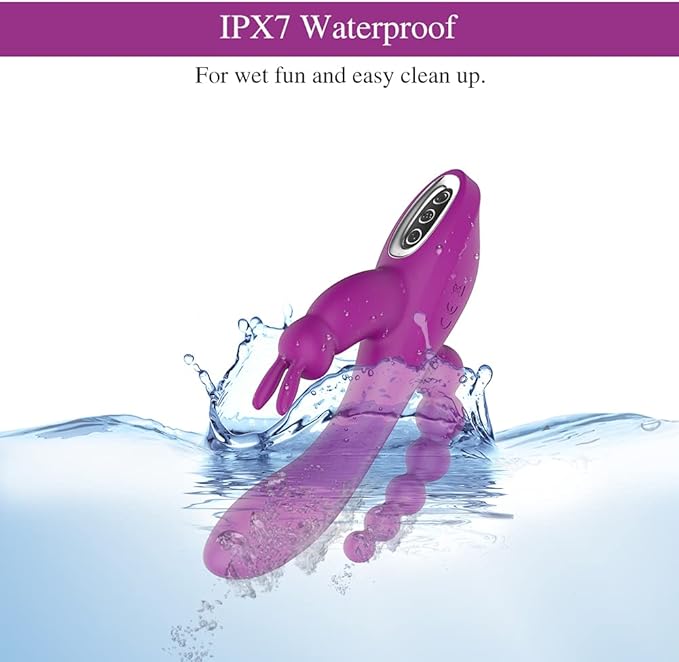 G-Spot Rabbit Anal Dildo Vibrator - 3 in 1 Adorime Adult Sex Toys with 7 Vibrating Modes for Women, Silicone Waterproof Rechargeable Clitoris Vagina Stimulator Massager Sex Things for Solo or Couples