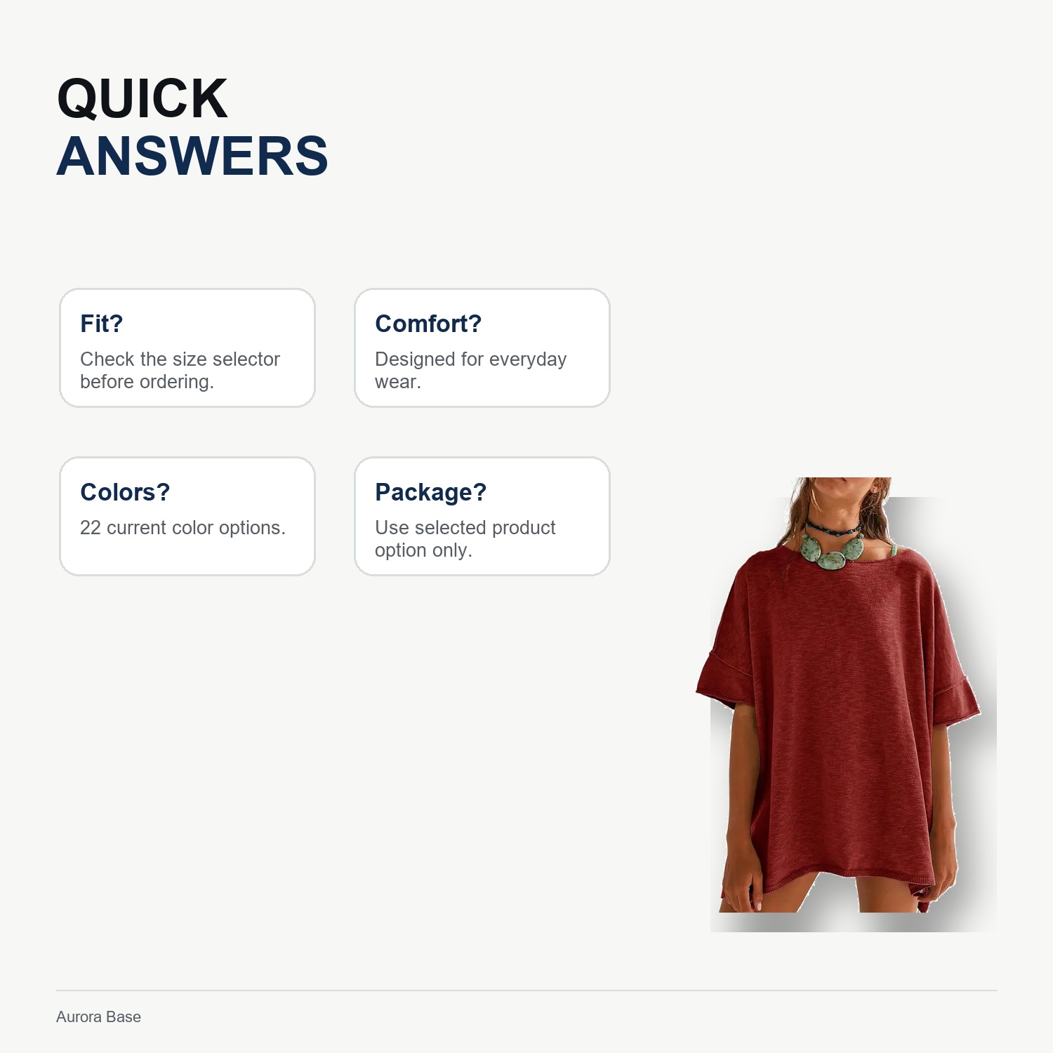Aurora Base Women's Oversized Tunic T-Shirt - XS-3XL FAQ detail image