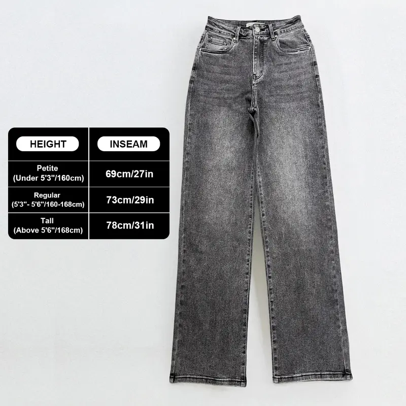 Aurora Base Women's High-Waist Stretch Wide-Leg Jeans - Petite, Regular & Tall media image 23