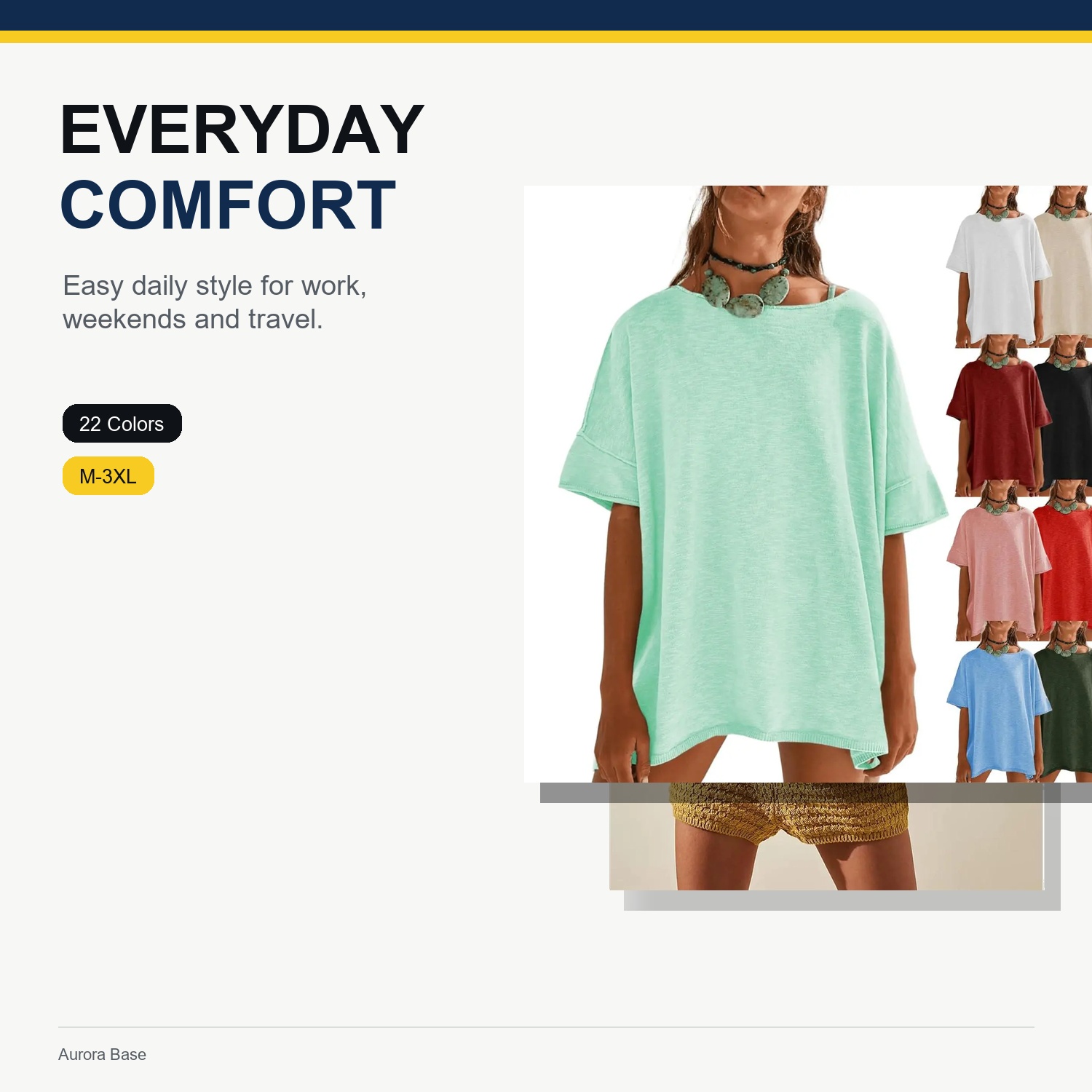 Aurora Base Women's Oversized Tunic T-Shirt - XS-3XL hero detail image