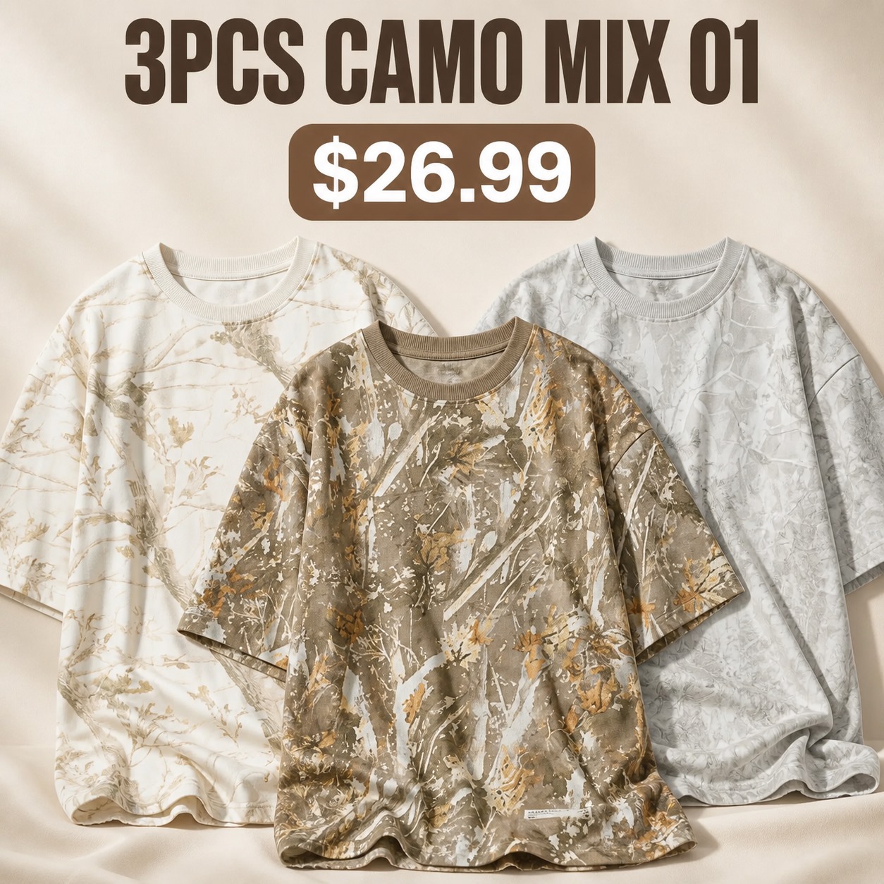 Oversized Camo Tee Multi-Piece Sets 3PCS Camo Mix 01 promotional main image