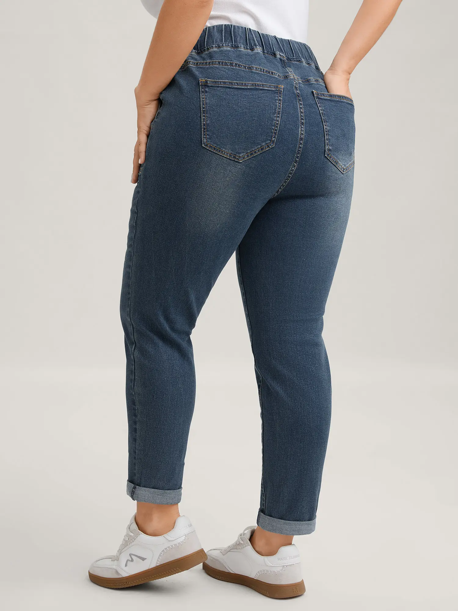 Women's Plus Size [M-6X] Cotton Denim Jeans - Dark Blue
