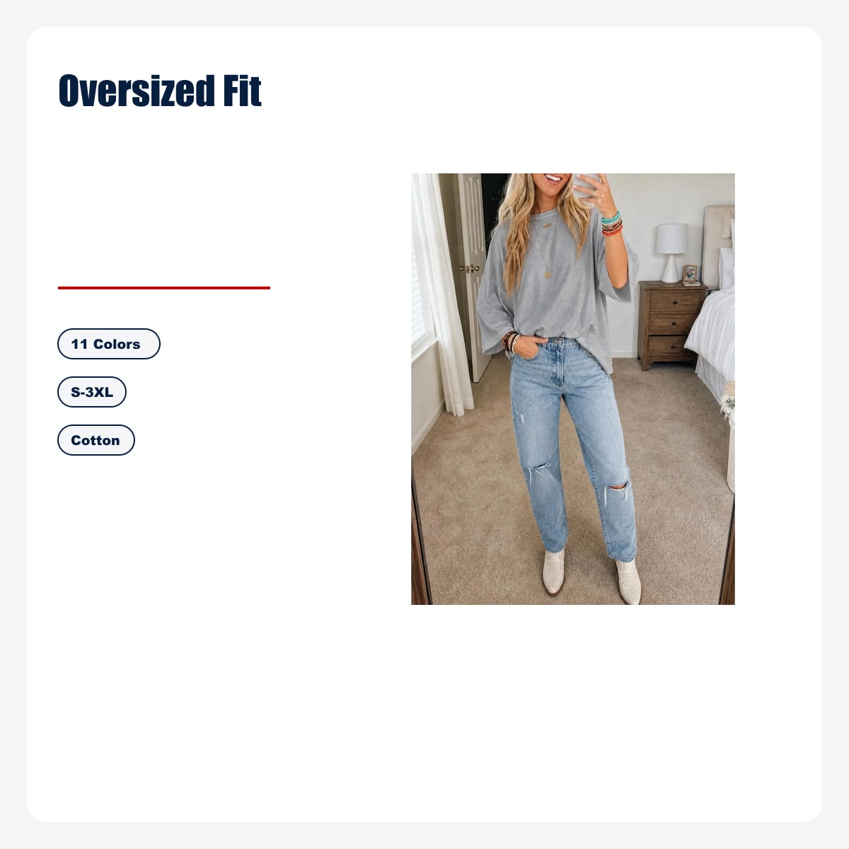 Women's Oversized Cotton T-Shirt - 5/10 PCS Value Pack - Oversized Fit
