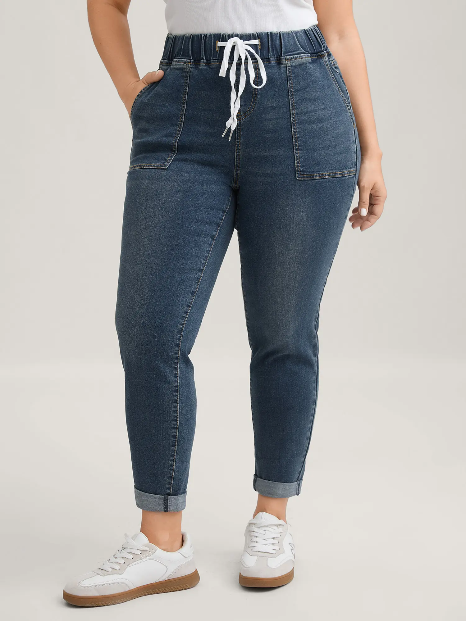 Women's Plus Size [M-6X] Cotton Denim Jeans - Dark Blue