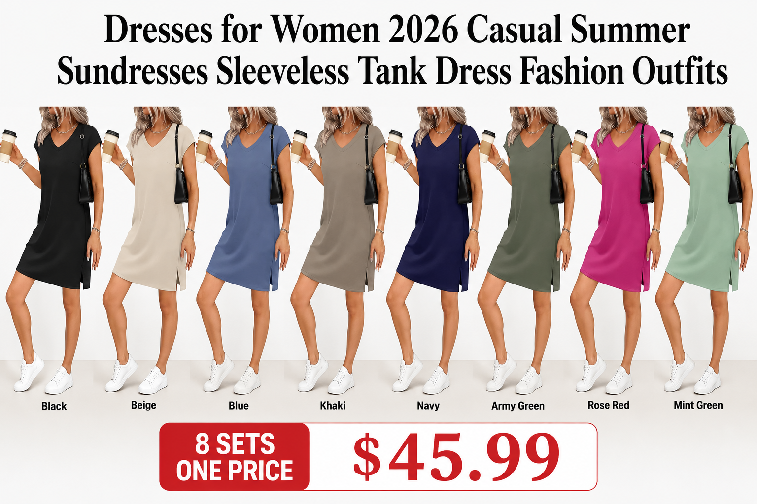 Dresses for Women 2026 Casual Summer Sundresses Sleeveless Tank Dress