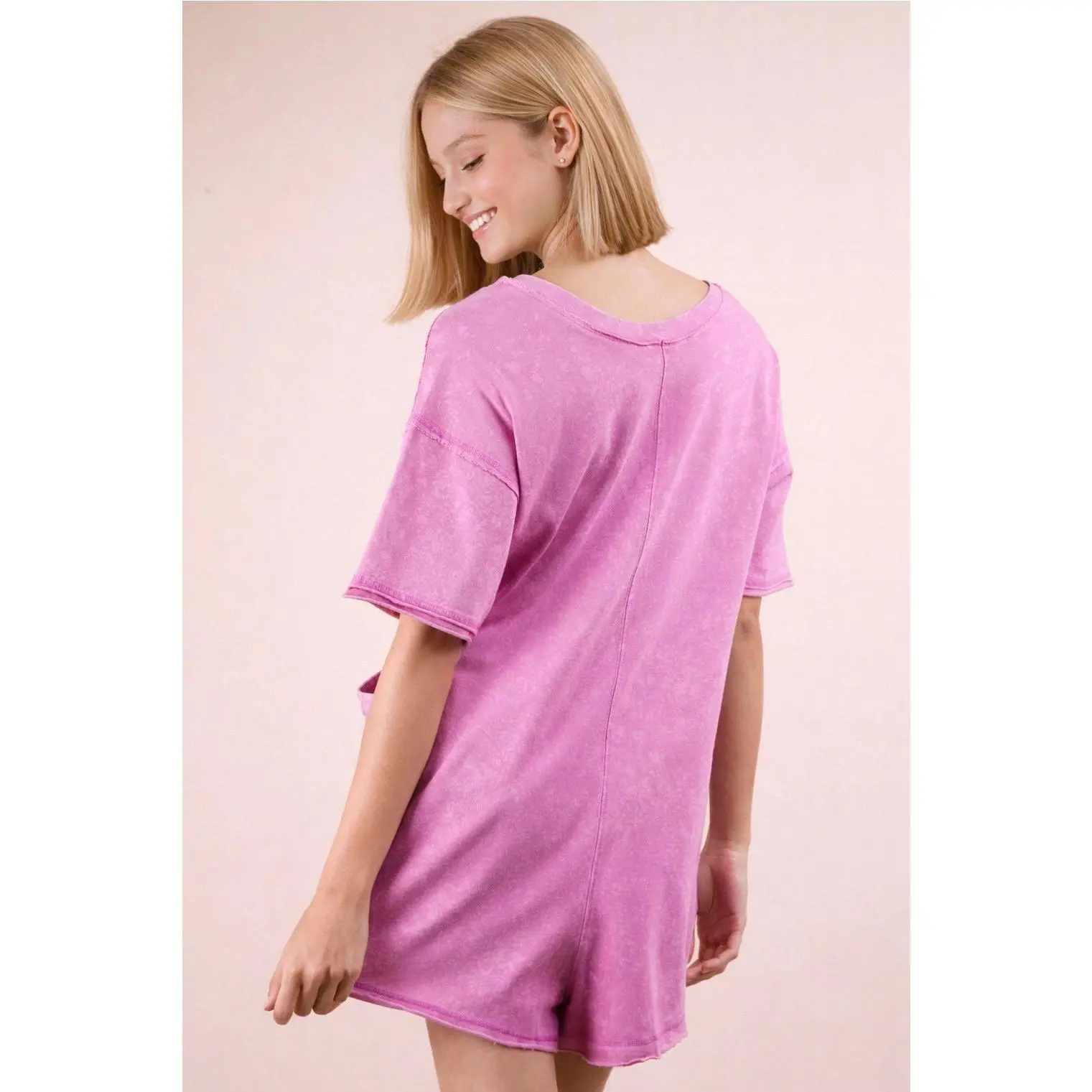 Oversized Romper- Acid Wash