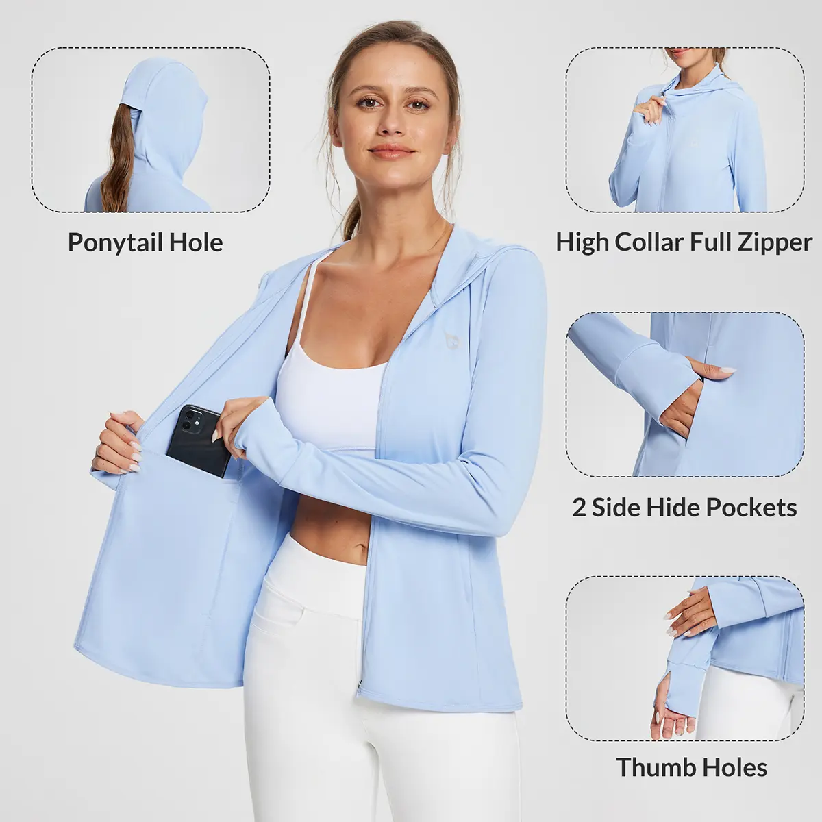 Aurora Base Women's UPF 50+ Lightweight Sun Protection Hoodie media image 2