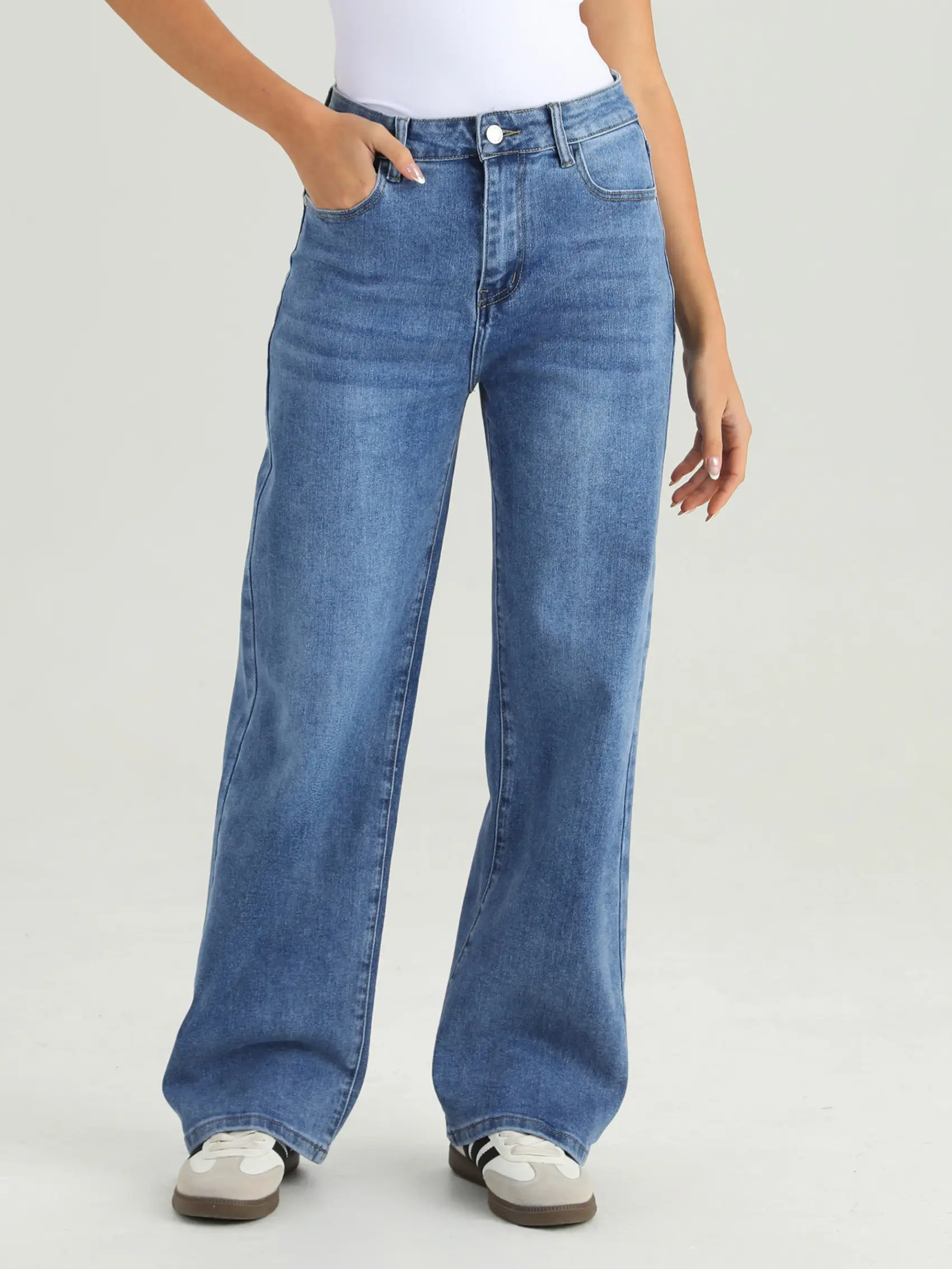 Aurora Base Women's High-Waist Stretch Wide-Leg Jeans - Petite, Regular & Tall media image 7