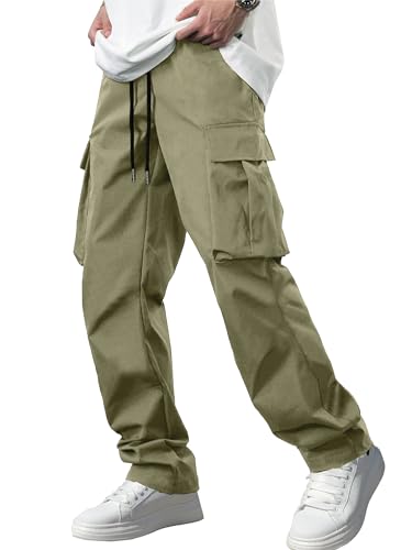 Men's Casual Cargo Pants Tactical Work Pants with Pockets | Durable & breathable, workout joggers, stretch sweatpants, drawstring elastic waist, hiking, outdoor, running gallery image 11