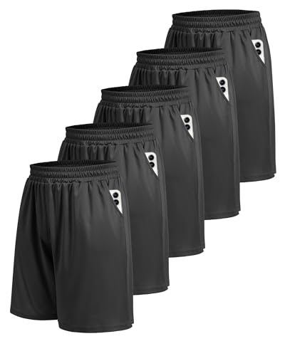 5 Pack Athletic Gym Mens Shorts - Workout Black Quick Dry Basketball Shorts with Pockets for Running Casual Activewear gallery image 23
