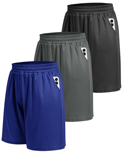 5 Pack Athletic Gym Mens Shorts - Workout Black Quick Dry Basketball Shorts with Pockets for Running Casual Activewear gallery image 13