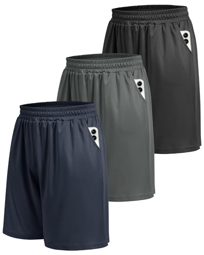 5 Pack Athletic Gym Mens Shorts - Workout Black Quick Dry Basketball Shorts with Pockets for Running Casual Activewear gallery image 19
