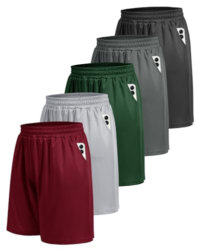 5 Pack Athletic Gym Mens Shorts - Workout Black Quick Dry Basketball Shorts with Pockets for Running Casual Activewear gallery image 21