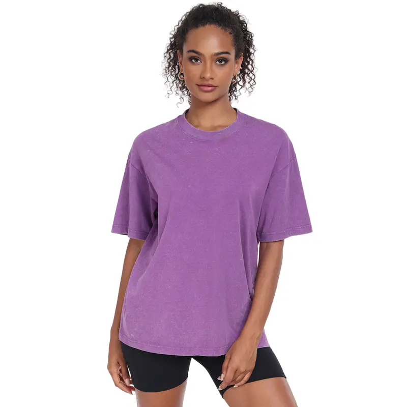 Unisex Oversized T-Shirt Acid Wash Loose Fit Vintage Washed Tee Short Sleeve Streetwear Casual Basic Crewneck Top Summer Baggy