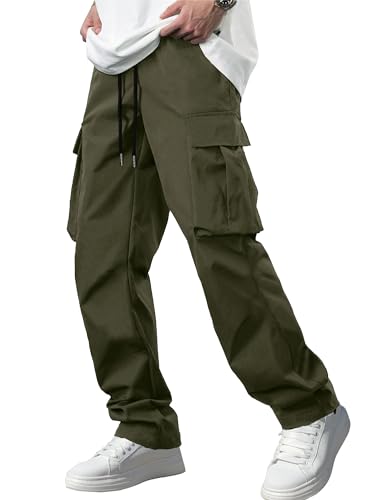 Men's Casual Cargo Pants Tactical Work Pants with Pockets | Durable & breathable, workout joggers, stretch sweatpants, drawstring elastic waist, hiking, outdoor, running gallery image 9