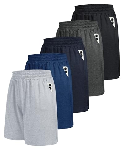 5 Pack Athletic Gym Mens Shorts - Workout Black Quick Dry Basketball Shorts with Pockets for Running Casual Activewear gallery image 15