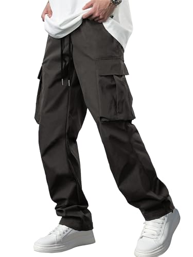 Men's Casual Cargo Pants Tactical Work Pants with Pockets | Durable & breathable, workout joggers, stretch sweatpants, drawstring elastic waist, hiking, outdoor, running gallery image 7