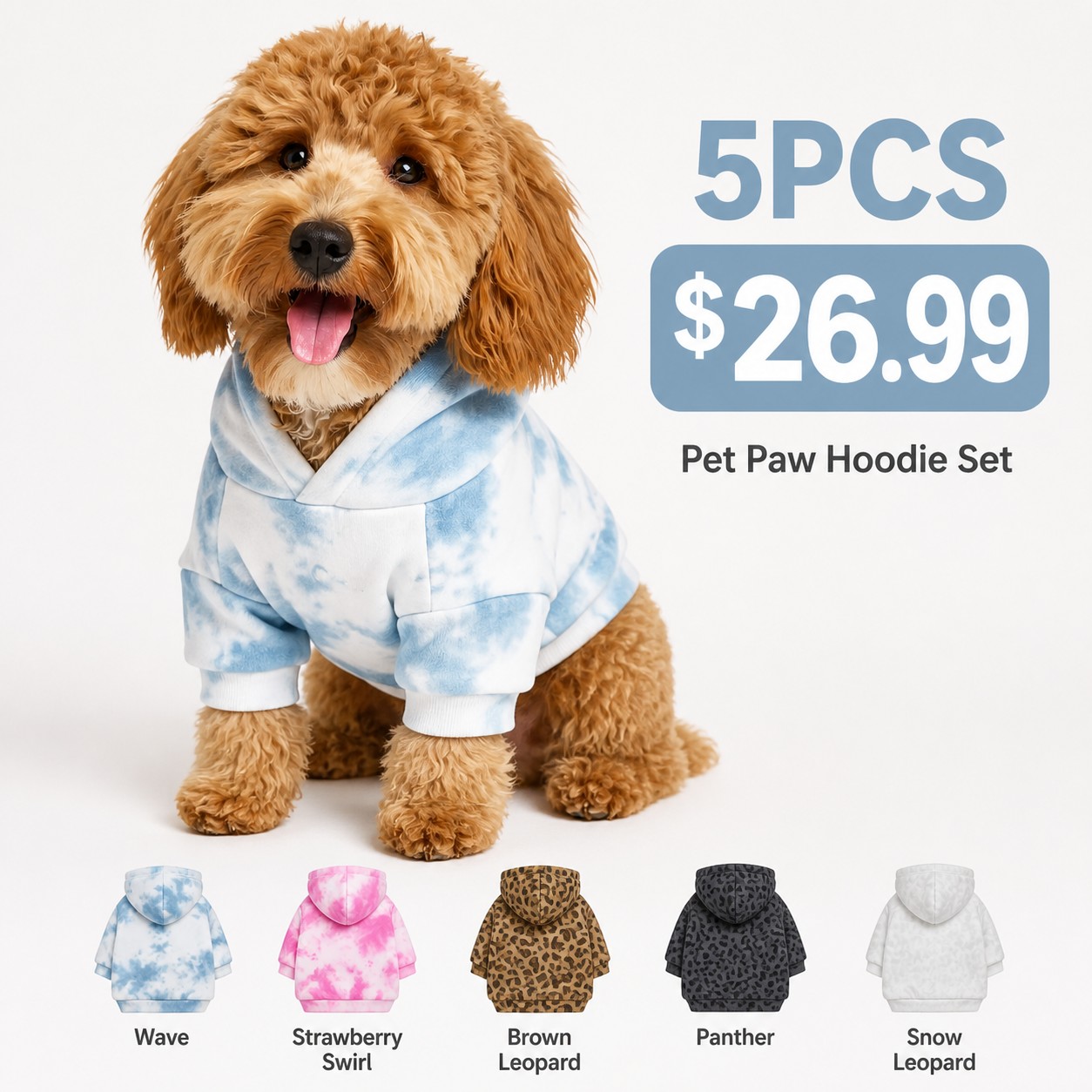 Pet Paw Hoodie Multi-Piece Sets 5PCS MIX 01 no-collage main image
