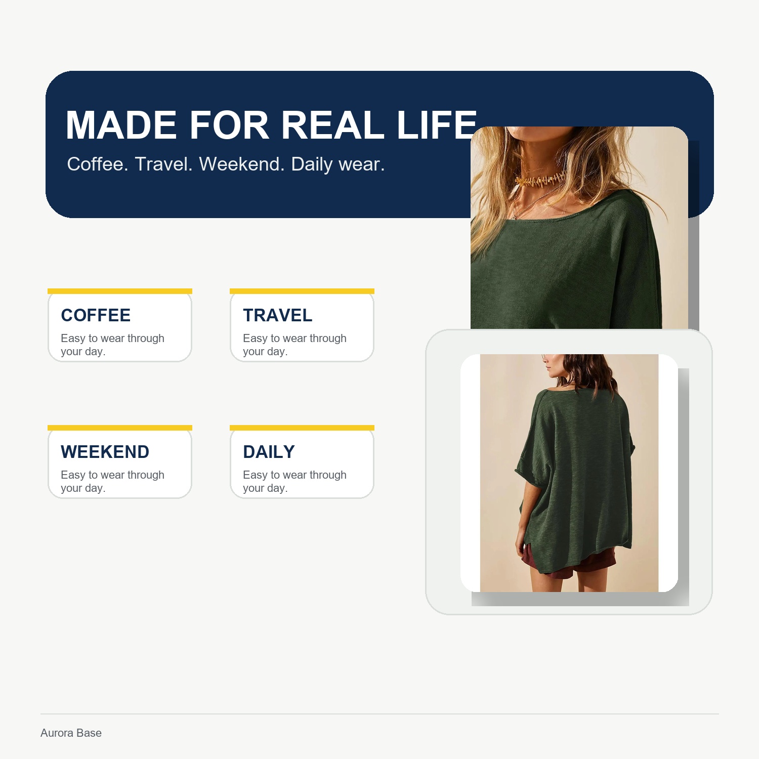 Aurora Base Women's Oversized Tunic T-Shirt - XS-3XL lifestyle detail image