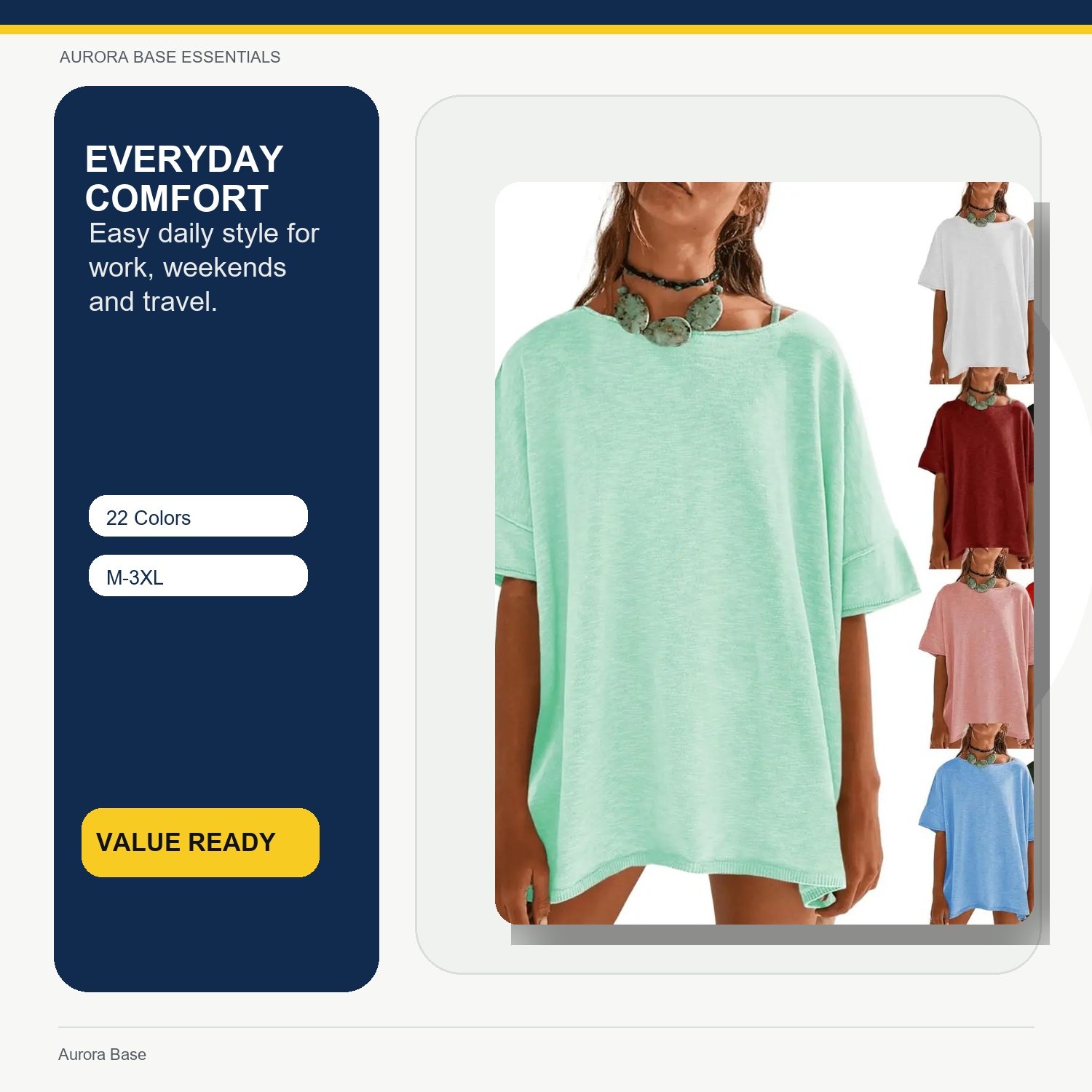 Aurora Base Women's Oversized Tunic T-Shirt - XS-3XL hero detail image