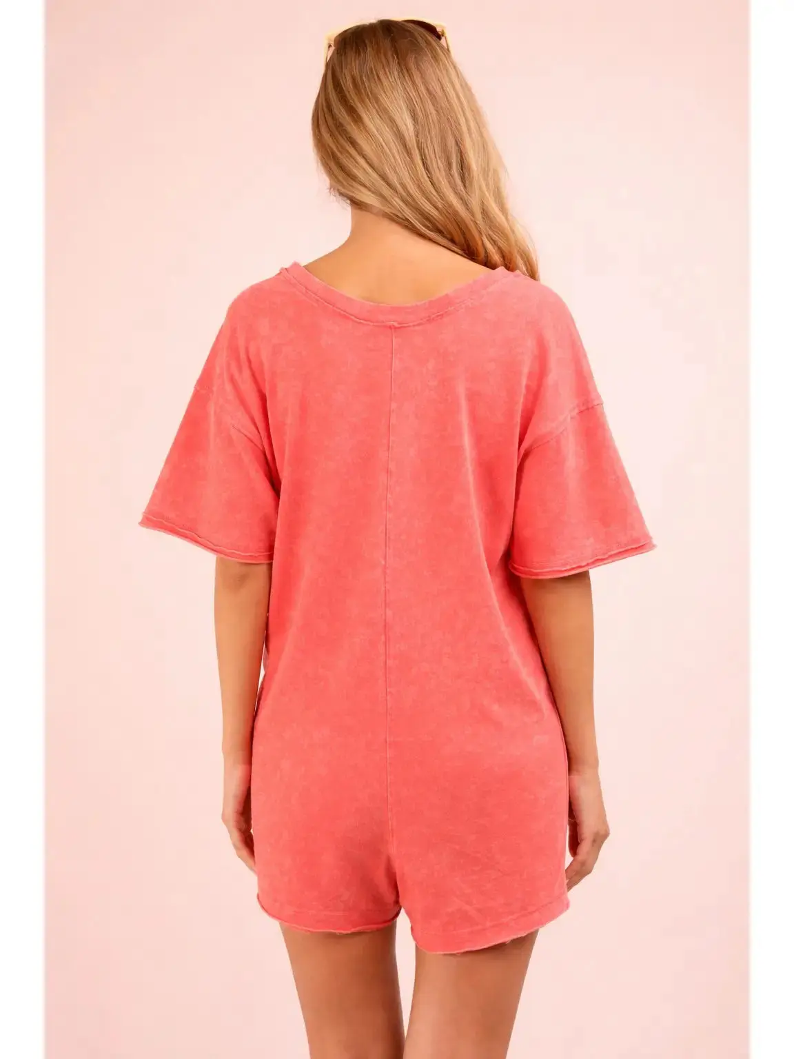 Oversized Romper- Acid Wash