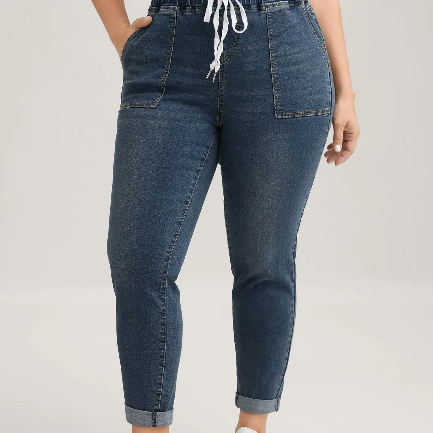 Women's Plus Size [M-6X] Cotton Denim Jeans - Dark Blue