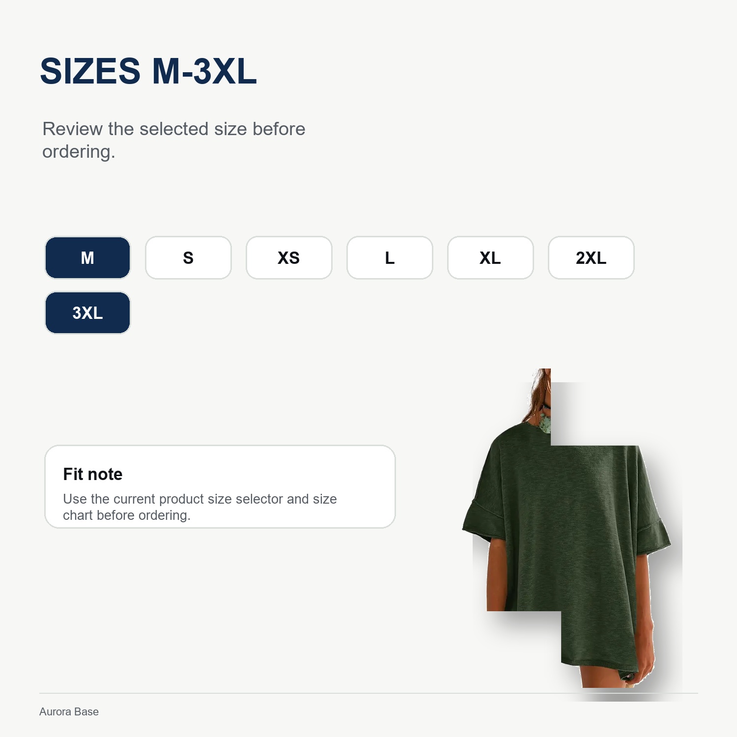 Aurora Base Women's Oversized Tunic T-Shirt - XS-3XL size guide detail image