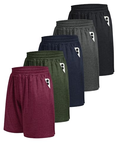 5 Pack Athletic Gym Mens Shorts - Workout Black Quick Dry Basketball Shorts with Pockets for Running Casual Activewear gallery image 17