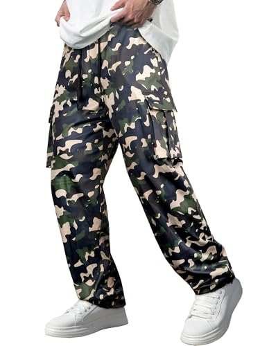 Men's Casual Cargo Pants Tactical Work Pants with Pockets | Durable & breathable, workout joggers, stretch sweatpants, drawstring elastic waist, hiking, outdoor, running Camo1
