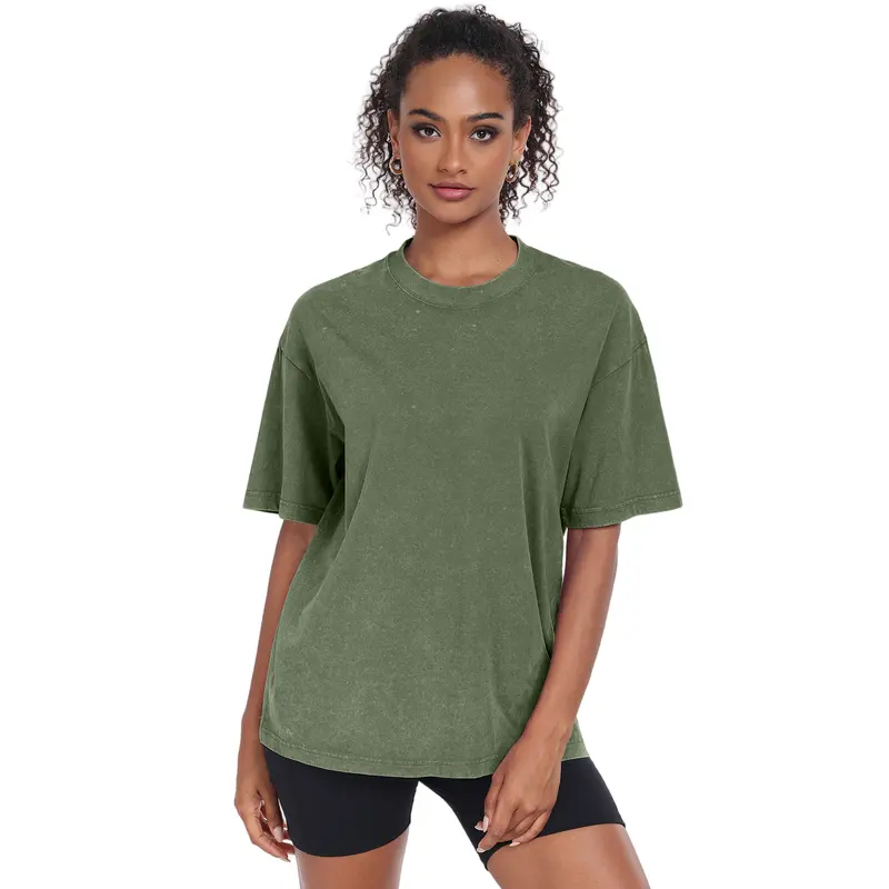 Unisex Oversized T-Shirt Acid Wash Loose Fit Vintage Washed Tee Short Sleeve Streetwear Casual Basic Crewneck Top Summer Baggy